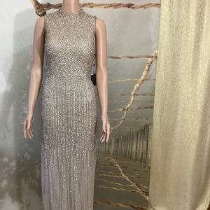 Adrianna Papell Sequin Mock Neck Gown